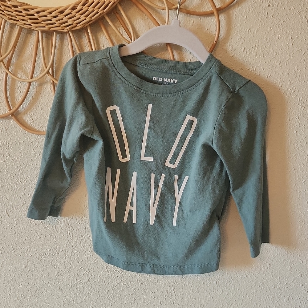 Old Navy Kids Long-Sleeve Tee in Dusty Teal with White Logo